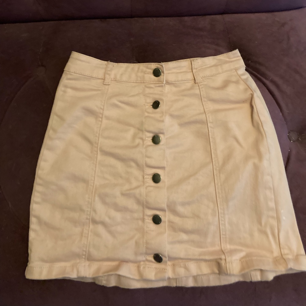Light pink button up jean skirt
